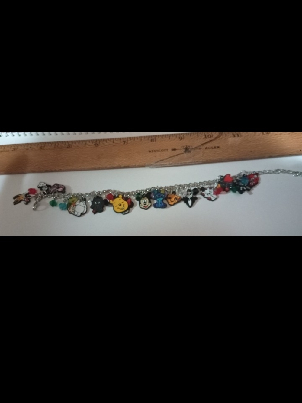 Silver Charm Bracelet with Multicolored Enamel Disney-Inspired Charms